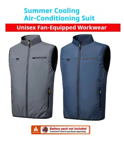 Solid Color Stand Collar Air Cooling Vest Men Dual Fans USB Summer Work Sleeveless Waistcoat Outdoor 
