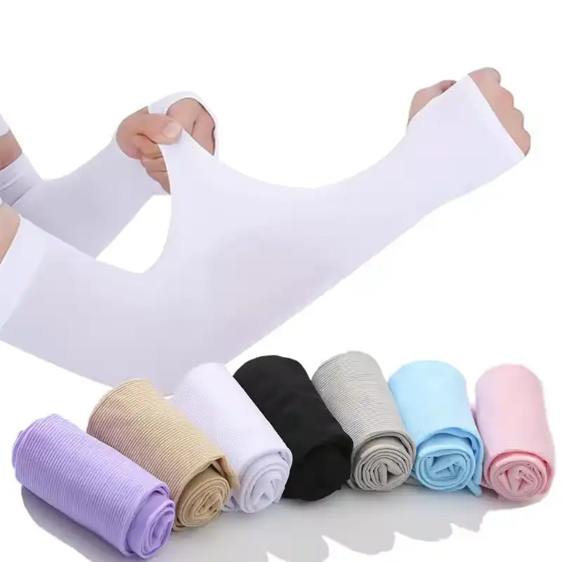 1 Pair Summer Long Ice Silk Arm Sleeves Sun UV Protection Hand Protector Cover Sunscreen Outdoor Elastic Half